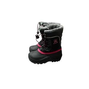 Kamik Girls Black Pink Winter Snow Boots Waterproof Insulated Bungee